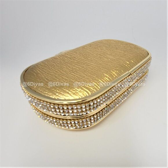 Gold Metallic Evening Purse Gold Minaudiere Cocktail Clutch Purse - Picture 4 of 11